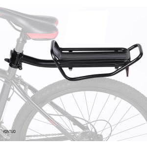 Rear Bike Rack with Quickly Release Camp,Retractable Aluminum Alloy Bicycle Cargo Rack,Thickened Frame and Main Tube for 26"-29" Frames Commuter Carrier,Max Weight 22lb,YONTUO