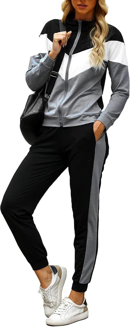 Marvmys Women's Tracksuit Set 2 Piece Sweatsuit Outfits Long Sleeve Zip Up Lounge Jogger Set with Pocket S