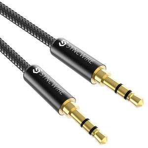 Syncwire 3.5mm Aux Cable Auxiliary Audio Cable Male to Male Nylon Braided Headphone Cord (1.6ft/0.5m) Hi-Fi Sound Aux Cord for Car, Headphone, Home Stereos, Speaker, iPhones, iPods, iPad, Echo& More (Black)