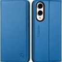 SHIELDON Case for Galaxy S25 Edge 6.7", Genuine Leather Wallet RFID Blocking Credit Card Holder Kickstand Magnetic Full Protective Cover Compatible with Galaxy S25 Edge 2025 - Sapphire Blue