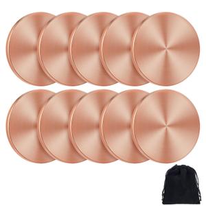 10 Pcs Copper Round Discs 1-1/4" Dia. x 1/8" Thick Solid Blank Coin with Velvet Storage Bag for DIY Crafts Engraving Commemorative Collection