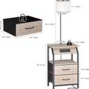End Table with Floor Lamp, Nightstand with Charging Station, Floor Lamp Table with 3-Color Temperature Bulb, Bedside Table Night Stand with 2 Drawers for Bedroom, Living Room, Greige
