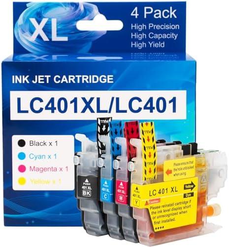 imtfzct LC401 LC401XL MFC-J1010DW Ink Cartridges Compatible for Brother Printer 401XL LC 401 for MFC-J1010DW MFC-J1170DW MFC-J1800DW MFC-J1012DW (BK C M Y 4Pack)