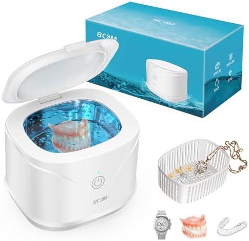 BCOM Retainer Cleaner Machine, 46kHz Professional Portable Ultrasonic Retainer Jewelry Cleaner for Dental Retainer, Mouth Guard, Watch, Ring, Jewelry Cleaners Machine - Household Use, White
