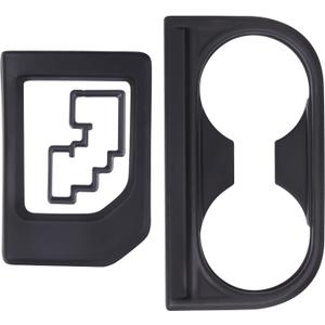 Aunginsy Cup Holder, Gear Shifter & Shift Gate Track Trim Rings Compatible with Toyota Tundra 2014-2021, 3PCS Center Console Gear Shift Box Panel Decoration Frame Kit Protection Cover ABS Accessories (Matte Black)