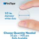 FindTape Hook Side Self Adhesive Dots 1440 Pcs – 1/2 in Sticky Back Dots, Hook Side Only, Self Adhesive Backing Great for Arts and Crafts, Classrooms, and Home Office Use (White)