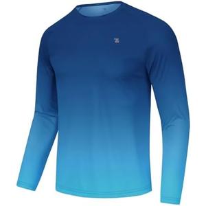 TBMPOY Mens Sun Protection Hiking Shirts Long Sleeve Water UPF 50+ SPF UV Shirts Lightweight Fishing Hiking Swimming S/M, Lake Blue Gradient