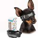 PETLESO Small Breed Dog Goggles, Sunglasses with UV Protection for Outdoor Riding & Driving, Black