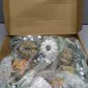 Joyhalo Fall Leaf Garland for Mantle Decor, 6ft Greenery Lambs Ear Leaves Garland with Pumpkins for Table, Mantle, Fireplace, Autumn and Thanksgiving Decorations