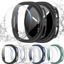 [6+6Pack] for Samsung Galaxy Watch 8 44mm Screen Protector Case, Hard PC Bumper + HD Anti-Fog Tempered Glass Protective Film, Waterproof Face Cover Set for Galaxy Watch 8 44mm Accessories (Black+Clear+Silver+Darkblue+White+Green)