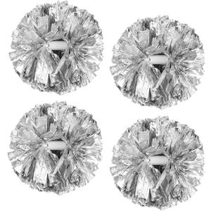 4Pcs Metallic Cheerleading Pom Poms, Creatiee 2 Pair Cheerleader Cheering Squad Pompoms for School Sports Dance Games Team Spirit Cheer (Silver)