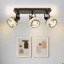 Depuley Ceiling Track Light Fixture: 3-Light Rattan Led Track Lighting Kit - Flush Mount Wall or Ceiling Spotlights Flexibly Adjustable Decorative Accent Lamp for Kitchen Living Room Bedroom Hallway