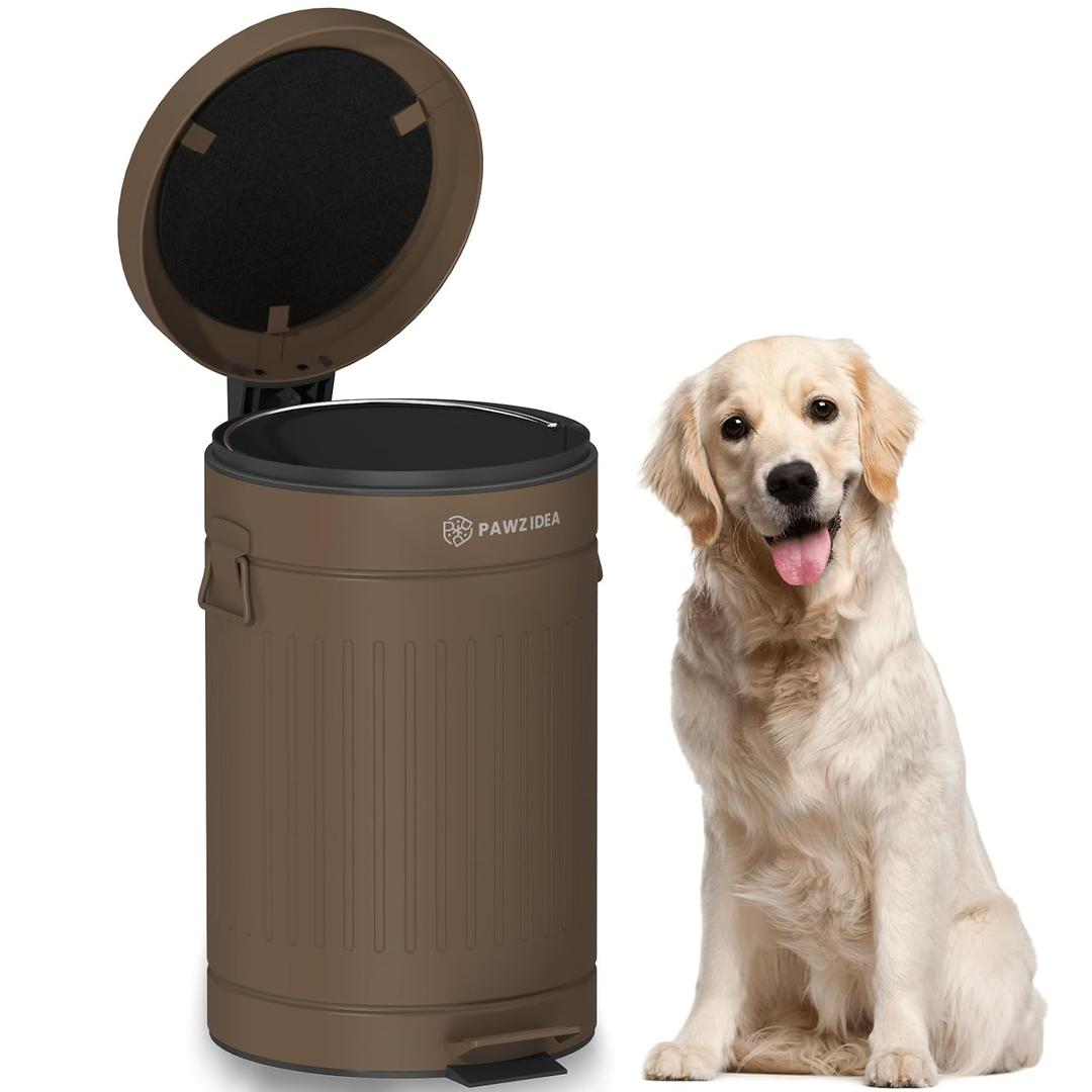 PAWZIDEA Dog Poop Trash Can Outside Odor Control, 3.1Gallon Pet Waste Trash Can Outdoor Waterproof, Dog Poop Container Bin Outdoor Garbage Can with Lid, 7.8in Activated Carbon Filter Pet Waste Station