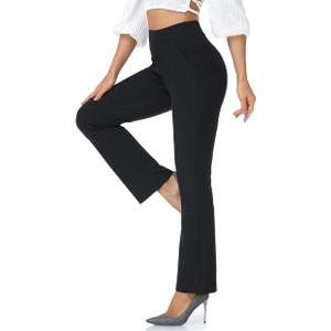 Agenlulu High Waisted Dress Pants for Women Petite/Regular/Tall Bootcut Pull On Yoga Work Slacks Pockets 28"/29.5"/31.5", Size Small