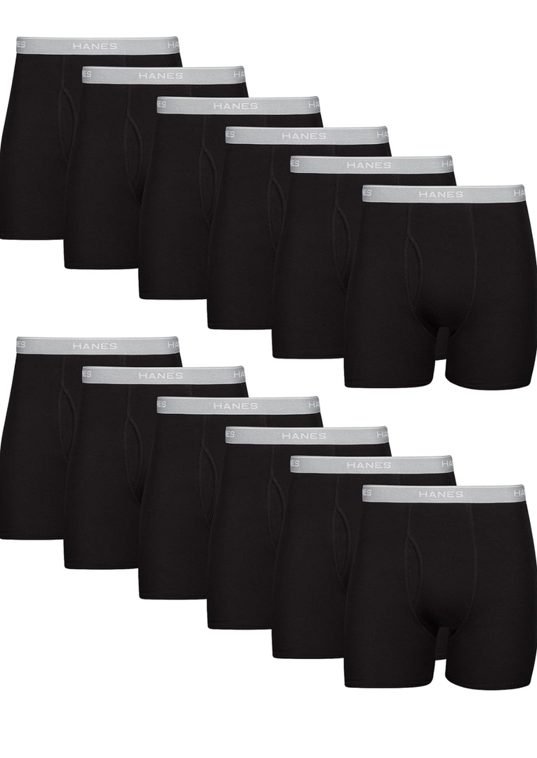 Hanes Men's Boxer Briefs, Cool Dri Moisture-Wicking Underwear, Cotton No-Ride-up for Men, Multi-Packs , Size M , 12 Pack