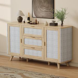 63" Large Farmhouse Sideboard Buffet Cabinet, 15.7"D x 63"W x 34.5"H