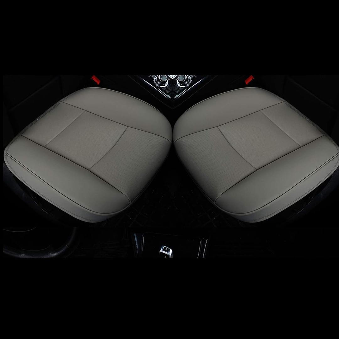 Car Seat Cushions Cover, 2pcs PU Leather Car Seat Covers Car Seat Protector Cover for Car Driver and Passenger Seat Bottom (Width 20.8deep 21Thick 0.35 inch) (Dark Grey-B)