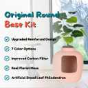 Good Pet Stuff Original Hidden Litter Box Planter, Decorative Cat Litter Enclosure, Carbon Filter, Faux Plant, Round Design, Easy to Clean, Base Kit, Broad Leaf Philodendron, Blush Coral