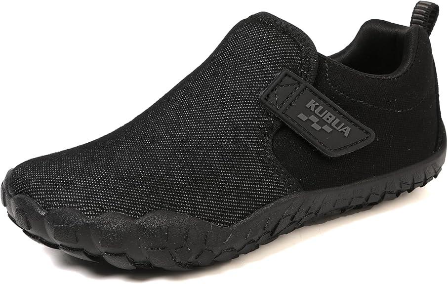 KUBUA Kids Barefoot Shoes Boys Girls Slip On Minimalist Sneakers for Walking Tennis Athletic Hiking C Black 10.5 Little Kid