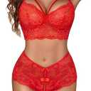 Avidlove Women Lingerie Sets Sexy Lace Bra and Panty Sets 2 Piece Lace Babydoll Outfits, XL