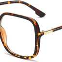 Retro Square Reading Glasses For Women Blue Light Blocking Oversized Eyeglass Frames Large Lens, Magnification Strength: 1.25 x