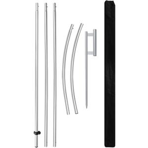 Feather Flag Pole Kit Fits 12FT Swooper Flags, 15FT Tall Aluminum Flagpole Set with Heavy Duty Ground Spike for Business Advertising Flags Custom Feather Flag (No Flag Included)