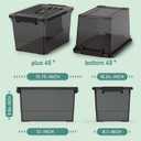 17 Qt Stackable Storage Bins with Lids, Black Clear Locking Plastic Storage Containers with Latches, Organizer Totes for Closet Pantry Bedroom Garage, Space Saving Nesting Storage Box（4 Pack）