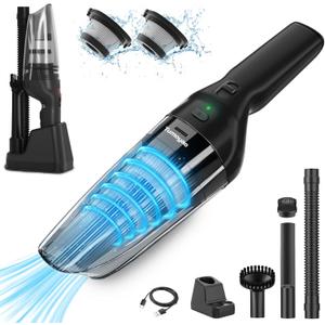 Handheld Car Vacuum Cordless, 9500Pa High Power Suction, 1.23lbs Lightweight&Portable, Powerful Cordless Hand Held Vacuum Cleaner for Car, Home, Office Desk