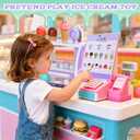 FENYAN Ice Cream Play Set, Pretend Play Store for Toddlers 3-5, Various Flavors Popsicle Ice Cream Counter Shop with Menu & Fake Money, Preschool Ice Cream Toys for Kids 3-8 Girls Birthday Gift