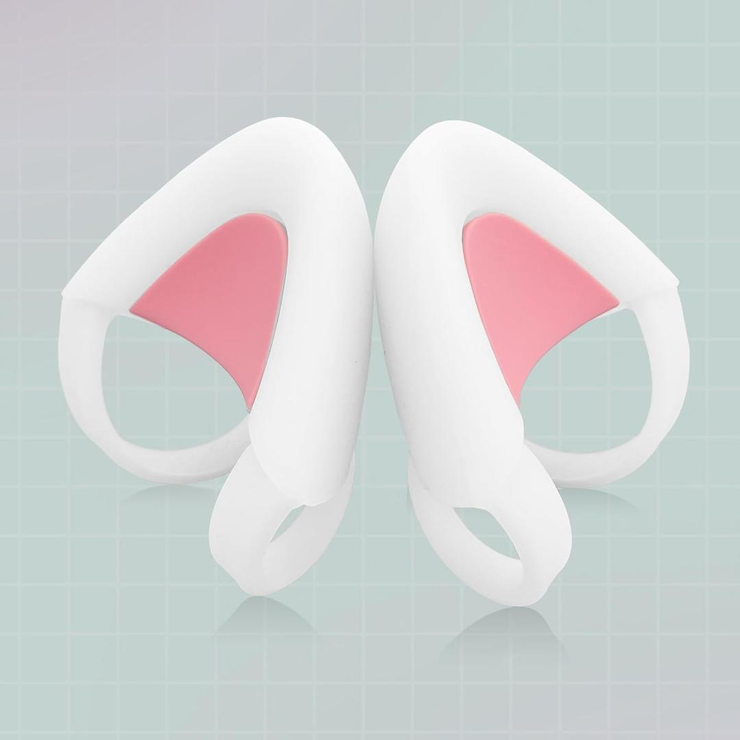 REEYEAR Cute Pink Cat Ears Fits for HypreX Cloud/Cloud Stinger/Cloud Flight Headsets, Universal Fit Lovely Kitty Adjustable Attachment Straps for Video Live Gaming Headphone,White & Pink