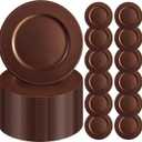 24 Pcs Brown Charger Plates 13" Round Charger Plates Bulk Beaded Chargers for Dinner Plate Decorative Brown Plastic Chargers Plate for Wedding Party Event Baby Bridal Shower Table Decoration