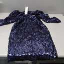 Women's Sparkly Sequin Tops 3/4 Sleeve Glitter Dressy Blouses V-Neck Club Party Tops M