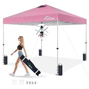 Acepic 10x10 Pop Up Canopy Tent, Easy Setup Portable Shelter, Pink, 10 * 10