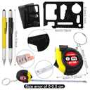 Lasnten 50 Pcs Mini Tape Screwdriver Keychain Set Employee Coworkers Gifts Father's Day Men Party Favors Gifts Bulk Measure Keychains Multitool Pen Card Tool Bag Pouch for Men Tool Organization