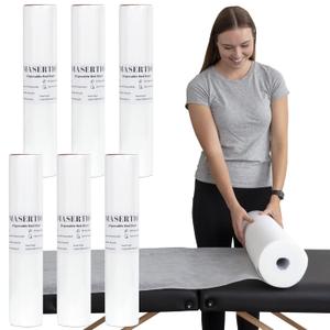 Disposable Massage Bed Cover - 60 Sheets Per Roll, Non-woven Disposable Material - Ideal for Spa, Massage Table, Tattoo, Waxing Table - No Crinkle Table Sheets - 31.5 x 71 Inches (6 Rolls)