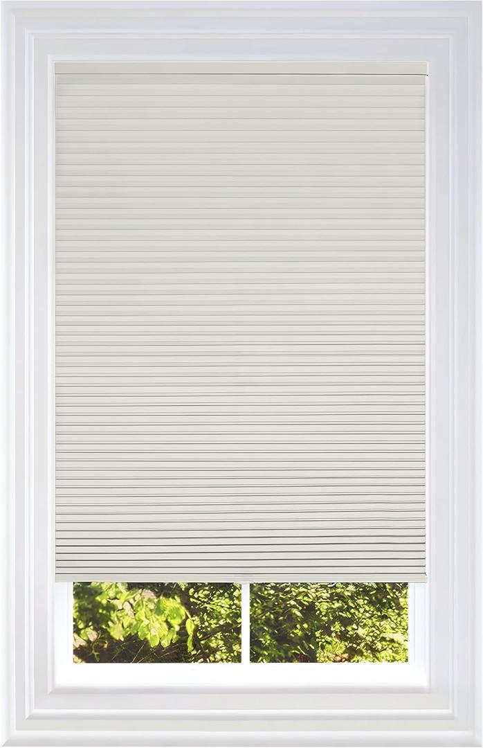 BlindsAvenue Cellular Honeycomb Cordless Shade, 9/16" Single Cell, Blackout, White Dove, Size: 27" W x 72" H
