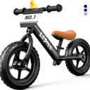 Toddler Balance Bike 2 Year Old, No Pedal 12 Inch Bike for Kids 24 Months to 5 Years Old, Customize Plate (3 Stickers Included), Gift Bikes for Boys Girls 2-5 (Black)