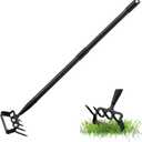 Garden Hoe- 62 Inch Long Stirrup Hoe Garden Tools Cultivator for Weeding, Heavy Duty Garden Hoe for Gardening Weeding with Adjustable Handle Scuffle Garden Hula Hoe with Rake,Loop Stirrup Hoe Weeder