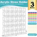 Aheroi Straw Holder, 3 Pack 9.5Large Adjustable Straw Organizer for Cabinet Door, Drinking Straw Sign Holder with Ultra Sticky Double Sided Adhesive Tape&Labels, Kitchen Accessories Container