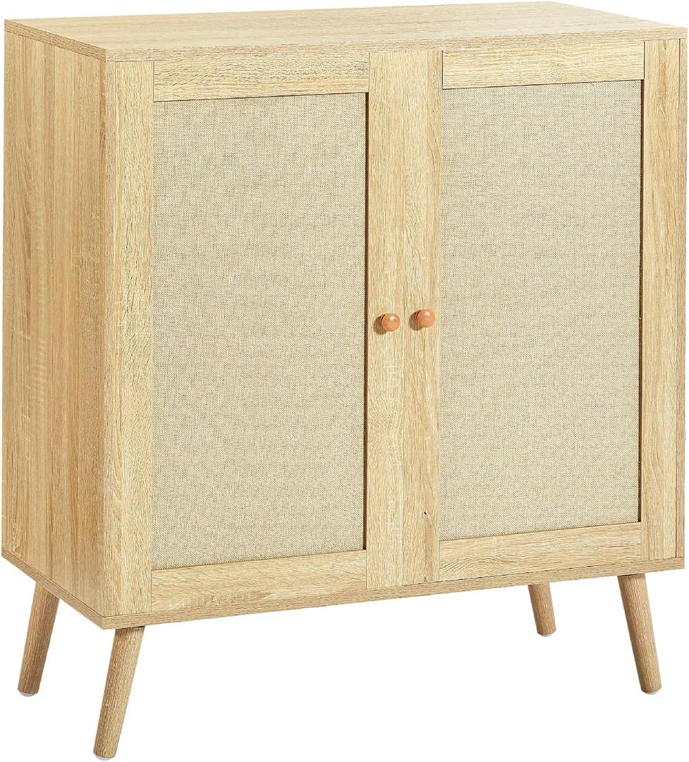 Buffet Cabinet with Storage, Sideboard Storage Cabinets with Adjustable Shelf & 2 Doors, Accent Furniture Multifunctional Cupboard Liquor Coffee Bar for Kitchen, Living Room, Entry, Nature