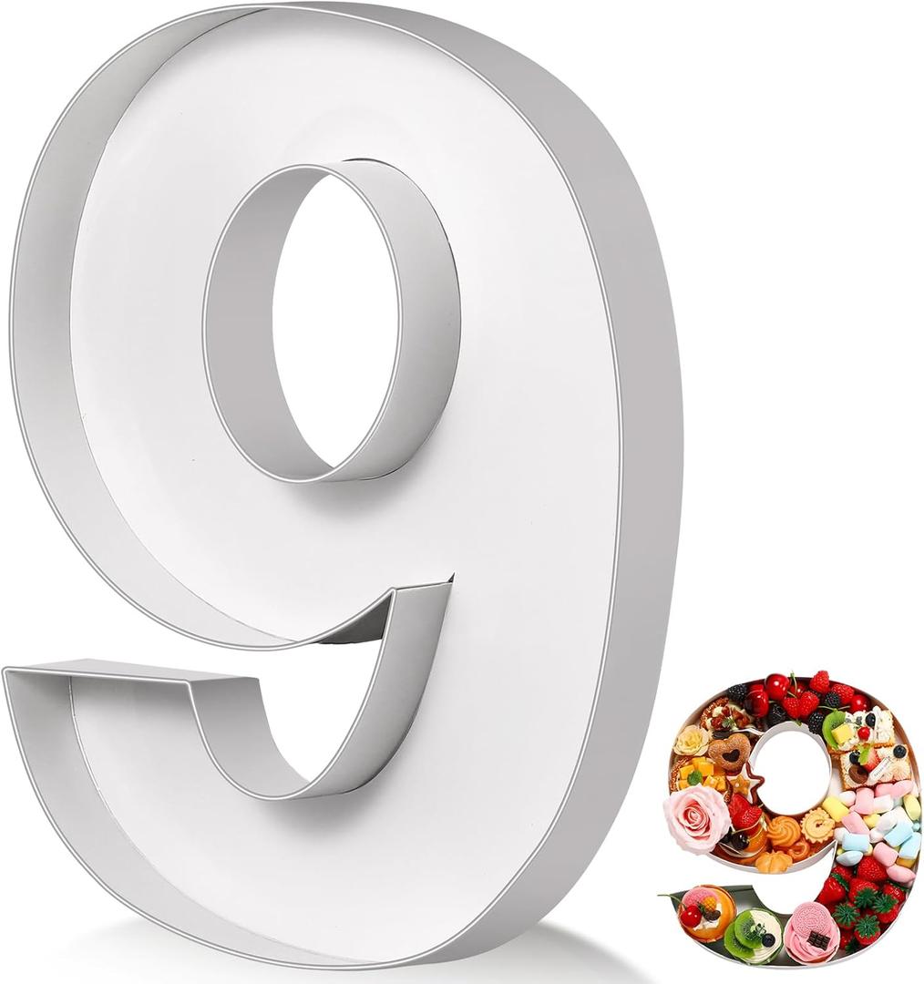 Mifoci 13.7" 2026 Cardboard Number for Charcuterie Graduation Photo Booth Props Birthday Party Anniversary Fillable Paper Mache Cupcake Chocolate Candy(Number 9,White)