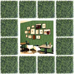 Bybeton 12 Pack 20"x20" Artificial Grass Wall Panels, 4-Layer UV Protected Boxwood Panels, Faux Greenery Wall Backdrop for Outdoor Indoor Privacy Fence Screen, Garden, Balcony & Backyard Decor