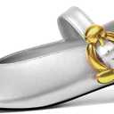 Women Mary Jane Shoes Pumps Chunky Comfortable Low Heels Closed Round Toe Dress Work Wedding Shoes (8, Silver)