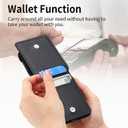 Wallet Case for Samsung Galaxy Z Flip 7 with 3 Card Slots Holder and Ring, Luxury PU Leather Kickstand Shockproof Protective Cover for Galaxy Z Flip7 LZQB Black