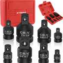 8PCS Impact Socket Adapter and Reducer Set, 1/4" 3/8" 1/2" 3/4" Impact Adapter Set Breaker Bar Wrench Conversion Kit Mechanic tools with Storage Case