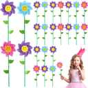 Deekin 99 Pcs Pinwheels for Kids Smiling Flower Pinwheels Bulk Bright Assorted Colors Windmills Spring Wind Spinners Centerpieces for School Home Work Spring Summer Garden Yard Decor