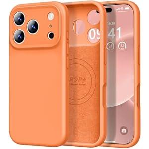 Vooii Magnetic Compatible with iPhone 17 Pro Case (Compatible with Magsafe) (Upgraded Camera Protection) Liquid Silicone Shockproof Full Body Protective Phone Cover for Women Men, Bright Orange, 6.3”