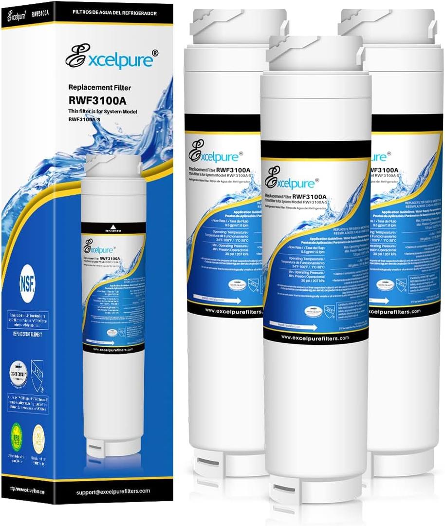 EXCELPURE 9000 077104 UltraClarity REPLFLTR10 Refrigerator Water Filter Replacement for Bosch Ultra Clarity 9000194412, 644845, B26FT70SNS, B22CS80SNS, B22CS50SNS, Haier 0060820860, 3PACK