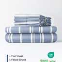 Extra Deep King Sheet Set - 6 Piece Breathable and Cooling Sheets - Hotel Luxury Bedding for Women, Men, Kids & Teens - Easy & Secure Fit - Soft and Wrinkle Free - Extra Deep Pockets - Blue Stripes