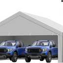 VEVOR Carport Replacement Canopy Cover, 20 x 20 ft Potable Garage Tent Top Tarp with Sidewalls, UV-Resistant & Waterproof, Heavy Duty Car Shelter Tarp with Ball Buggees, Grey, Frame Not Included